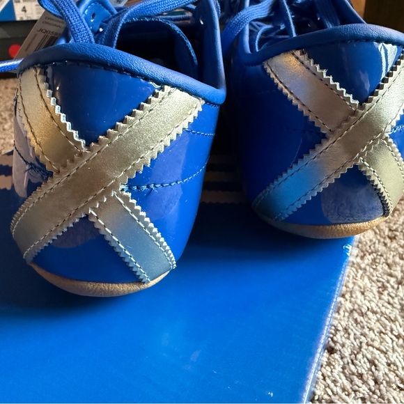 adidas Tokyo Men's Blue Patent Sneakers with Silver Stripes - Picture 5 of 6